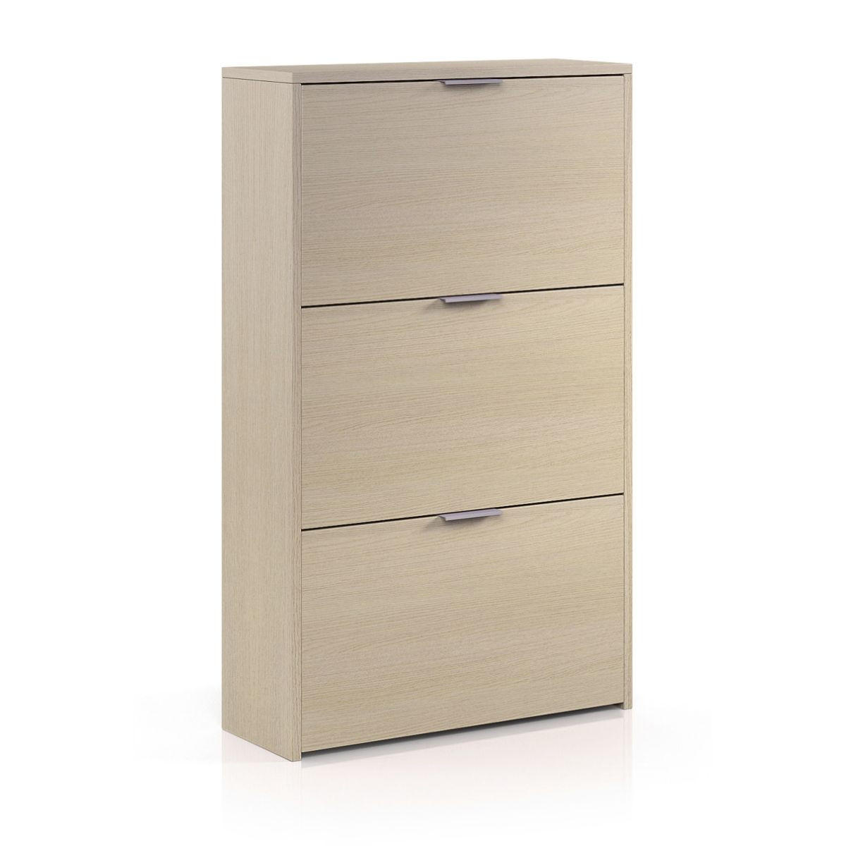 SCHUHSCHRANK 3 Klappen Zapateros - L60 cm - Eichefarben, Holzwerkstoff (22/113/60cm) - Calicosy