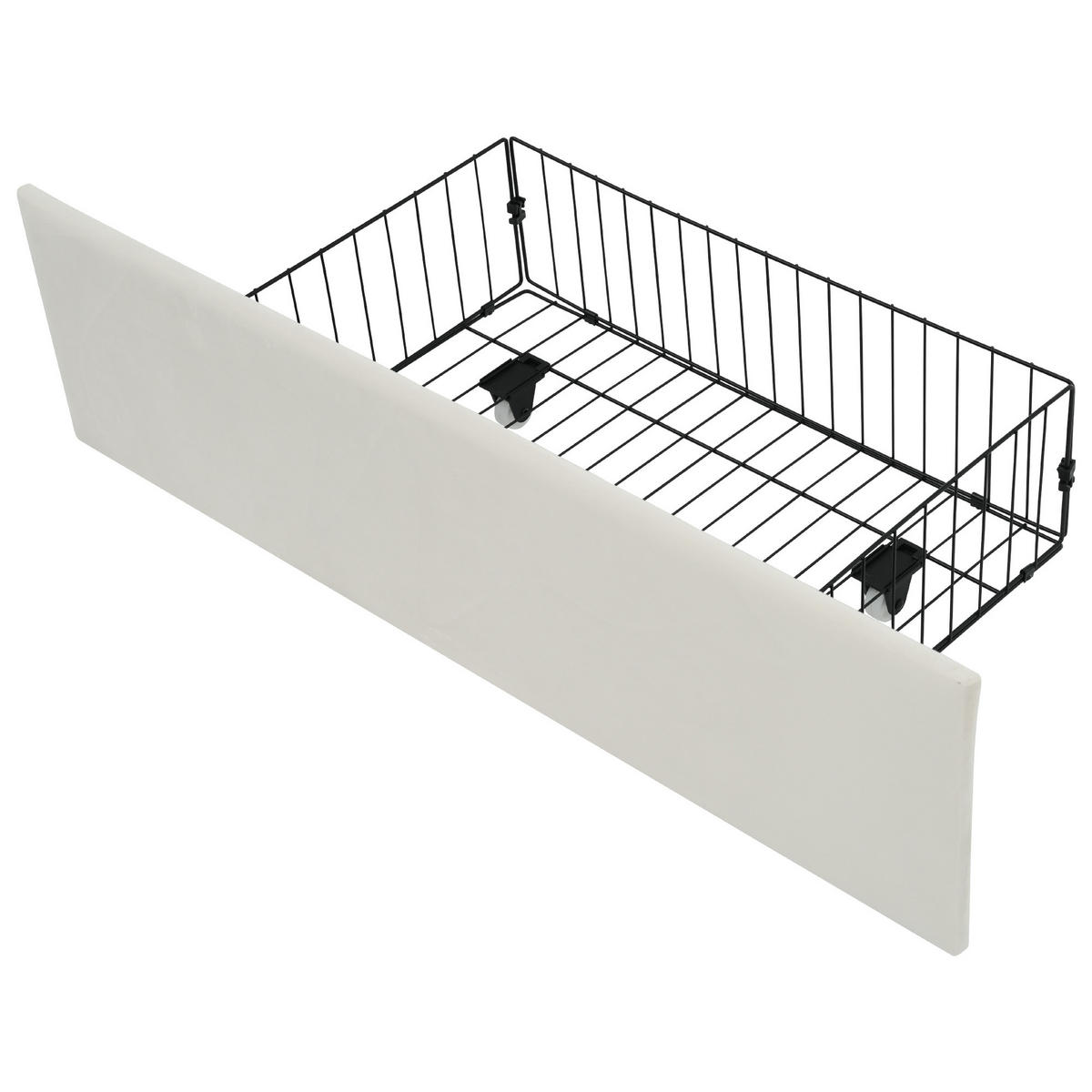 POLSTERBETT 90/200 cm DE-01052, in Weiß, mit LED-App, 2 Schubladen und Matratze - Weiß, Metall (90/200cm) - ComfortXL