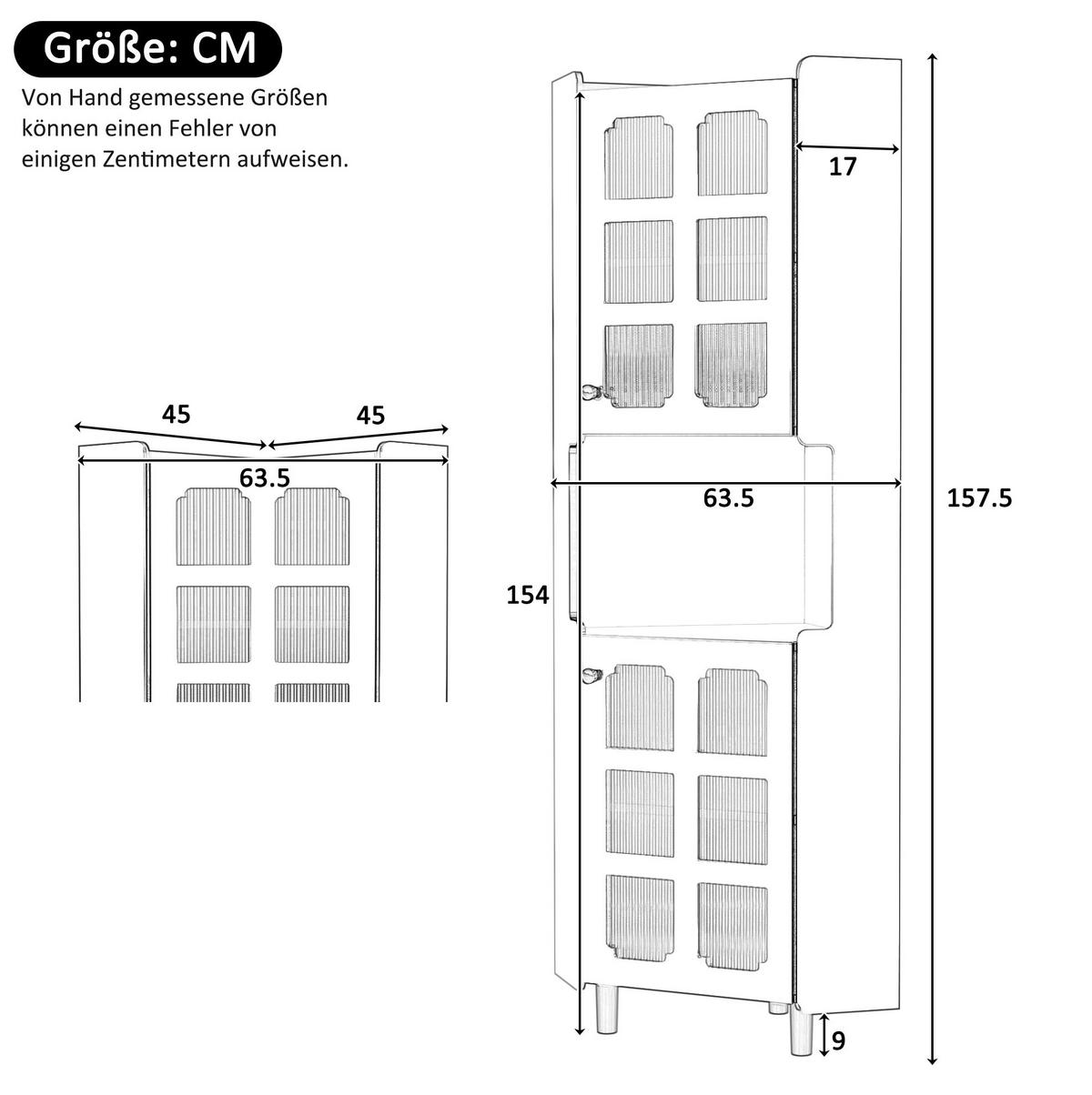 HOCHSCHRANK 63,5/63,5/157,5 cm aus MDF mit App-gesteuerter LED-Beleuchtung Weiß - Weiß, Holzwerkstoff (63.5/157.5/17cm) - Modenvie