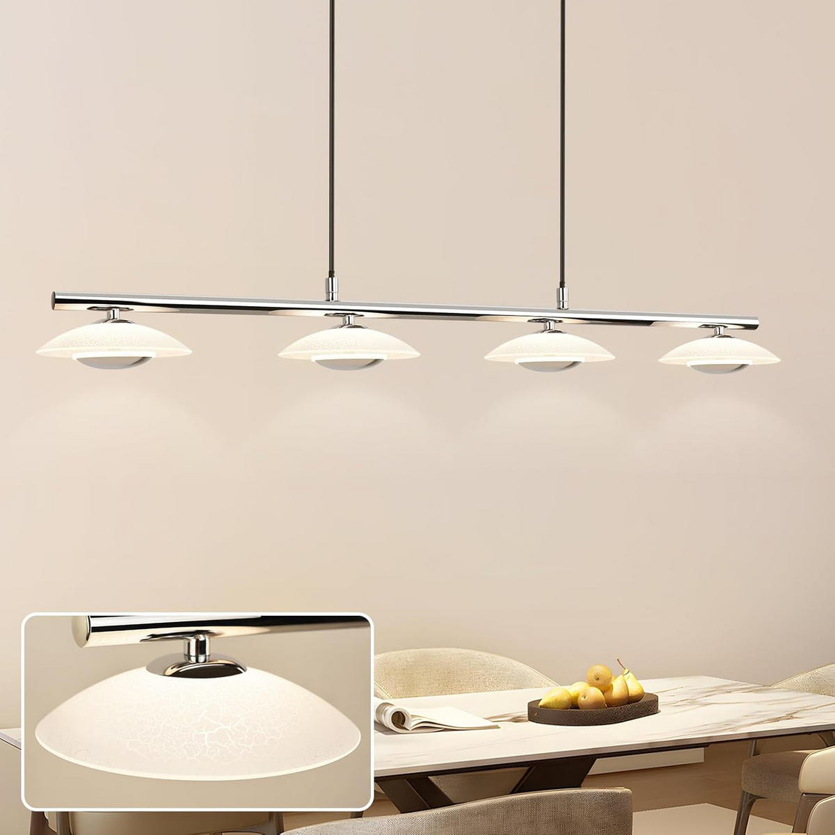 HÄNGELEUCHTE Zorvq 94/16/133 cm - Chromfarben, Glas/Metall (94/16/133cm) - ZMH