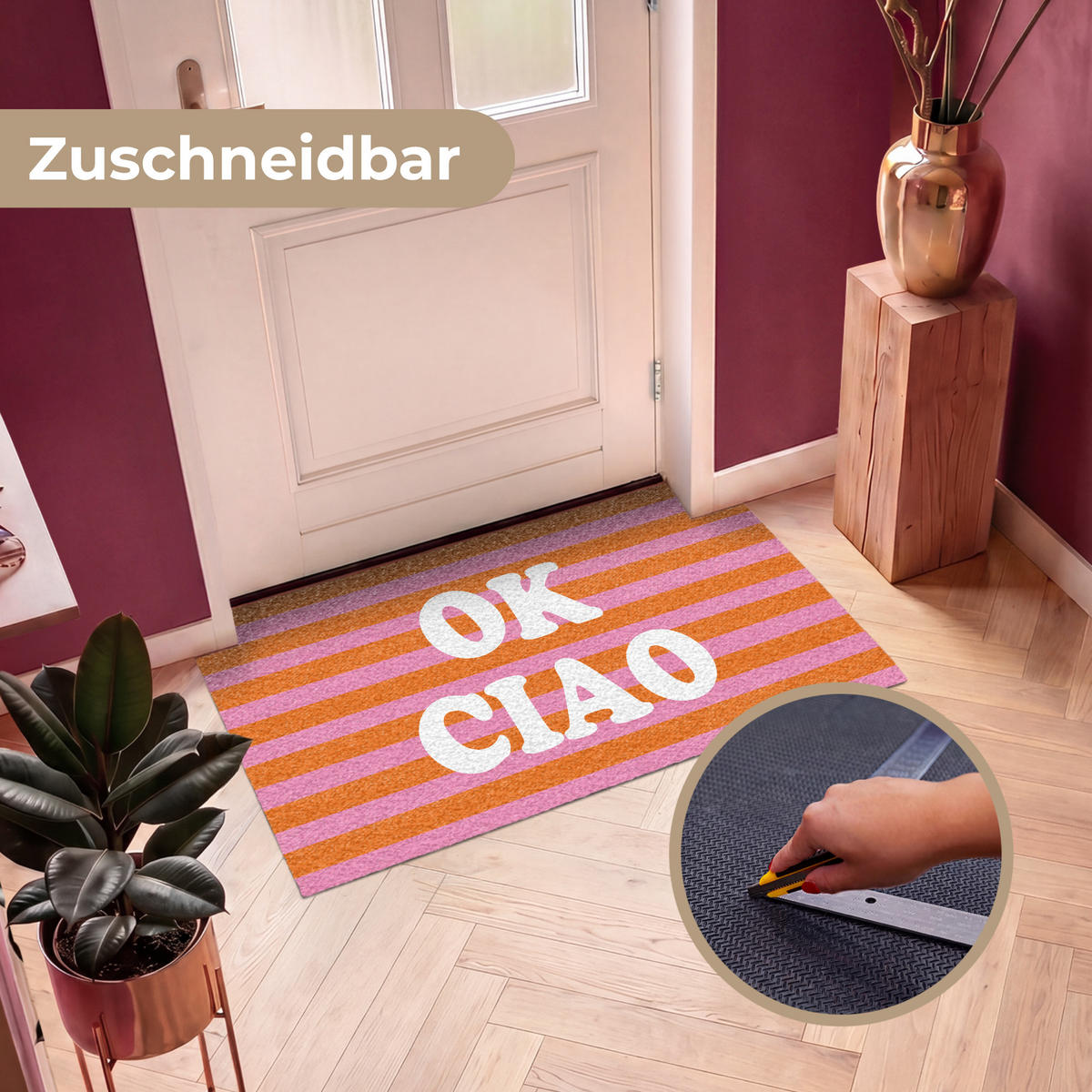 ROHOŽKA Ciao - Citace - Stripes 120x80 cm - pomerančová, textil/umělá hmota (120/0.4cm) - MuchoWow