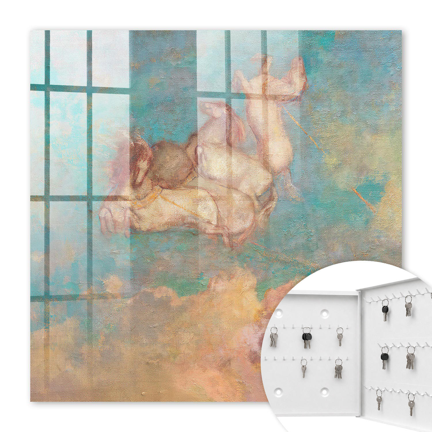SCHLÜSSELBOX Weiß 30x30 cm – Türöffnung nach rechts - Ein Traum wird wahr - Türkis, Metall (30/30/5cm) - TULUP