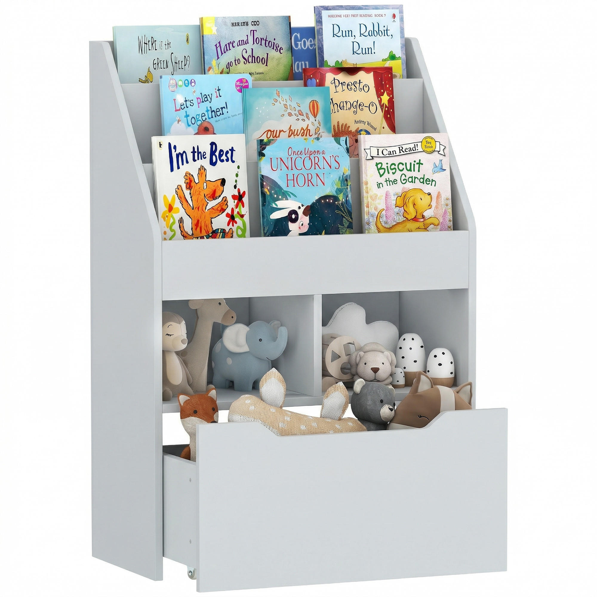 KINDERREGAL DE-09554 1 Schublade & 3 Fächer Grau - Grau, Holzwerkstoff (60/90/29.9cm) - ComfortXL