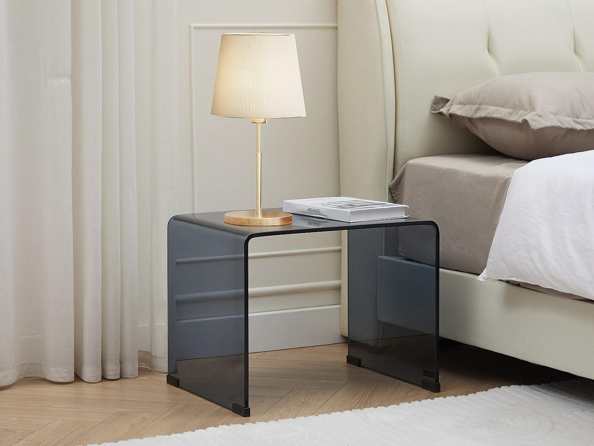 NACHTTISCH - gebogenes & getöntes Sicherheitsglas - SUZANA - Transparent/Grau, Glas (40/40/50cm) - Vente-Unique