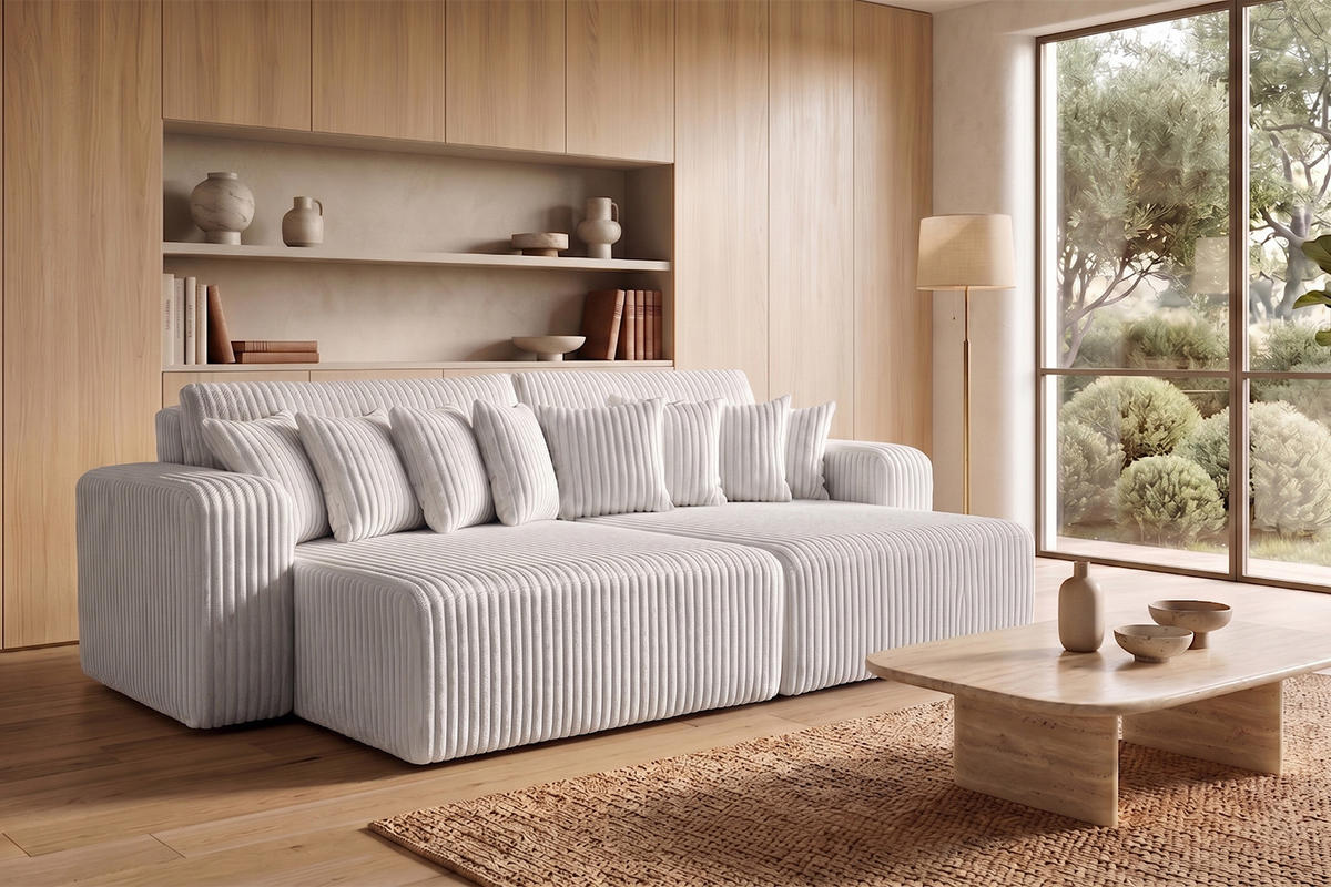SCHLAFSOFA, Cordstoff Tilia, Grau, PIANO DOUBLE - Grau, Holz (246/83/145cm) - Kaiser Möbel