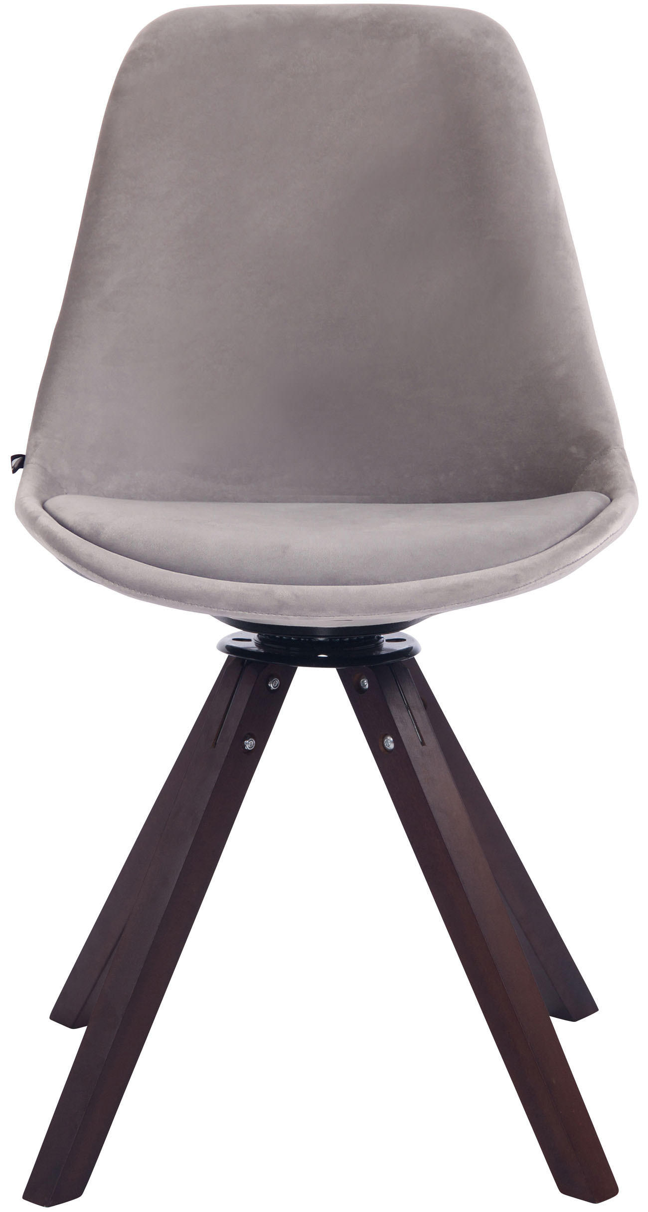 STUHL Samt grau - Walnussfarben/Grau, Holz/Textil (48/84/56cm) - CLP