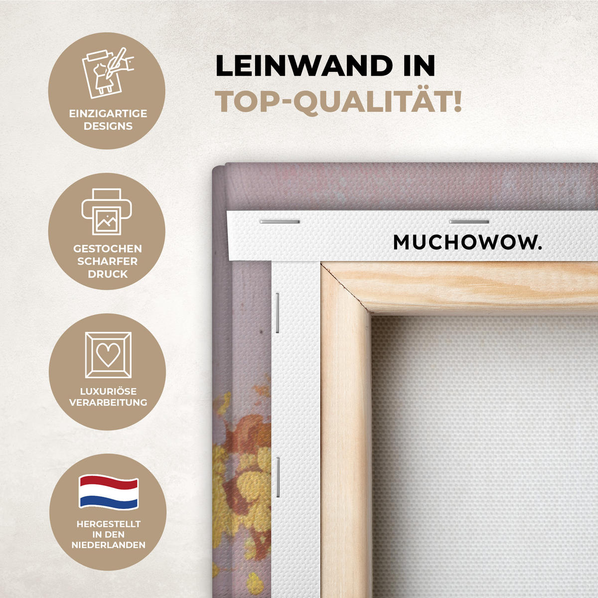 LEINWANDBILD Malerei - Blumen - Rustikal - Rosa Groß 140x90 cm - Altrosa, Textil (140/90cm) - MuchoWow