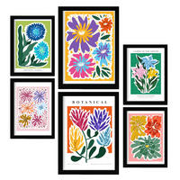 POSTER Set Mit 6 Feder Blatt Zusammenfassung A3 & A4 Schwarzer Rahmen - Schwarz, Papier (29/3cm) - Nacnic