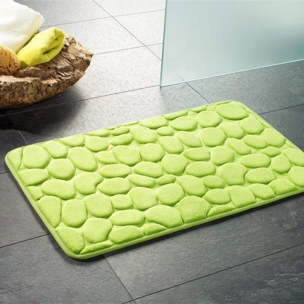 MEMORYSCHAUM BADEMATTE LONDON - Grün, Textil (50/80cm) - WohnDirect