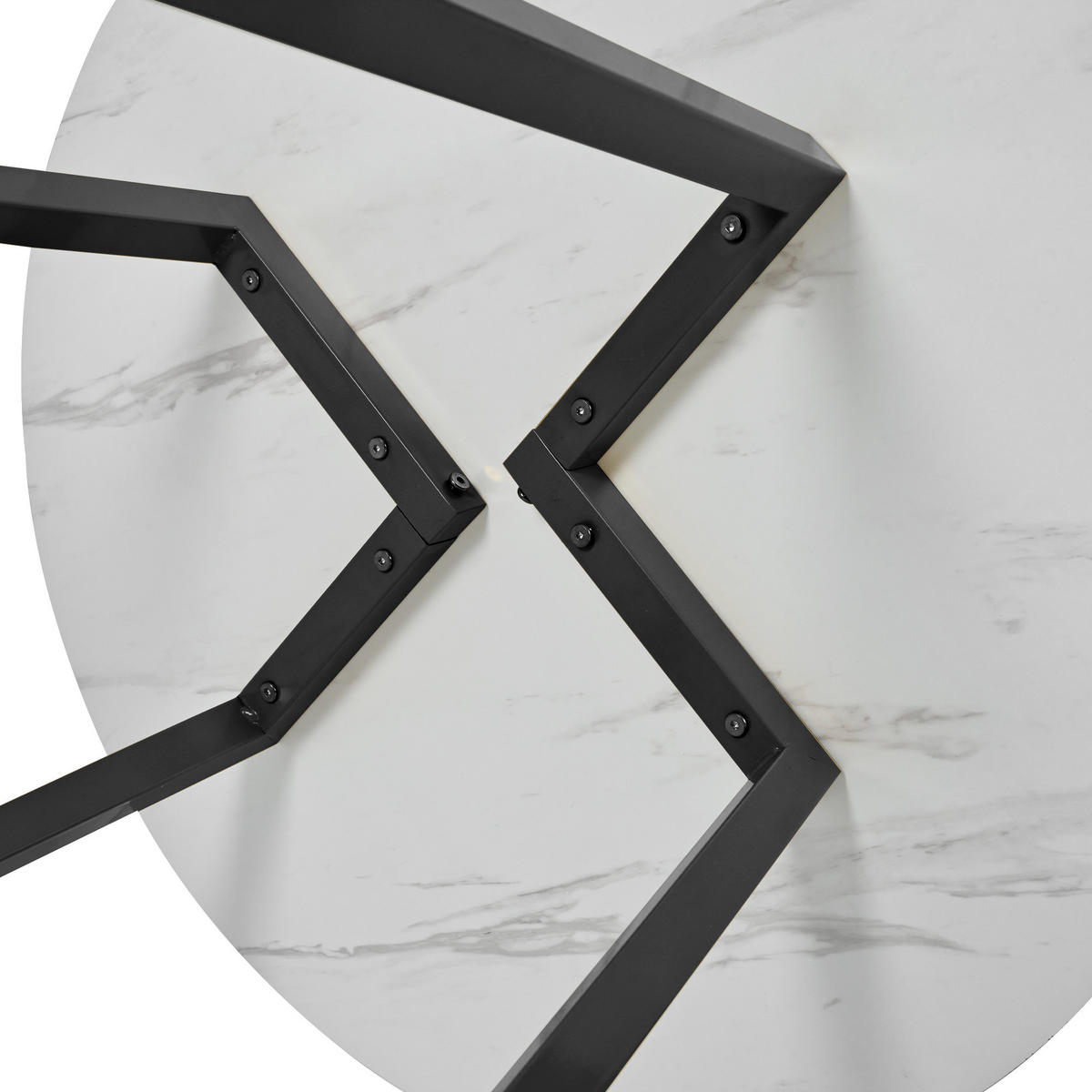 ESSTISCH 80x80x75 cm in Weiß und Schwarz aus MDF mit Marmormuster auf stabilem Metallgestell - Schwarz, Holzwerkstoff (80/80/75cm) - Modfu