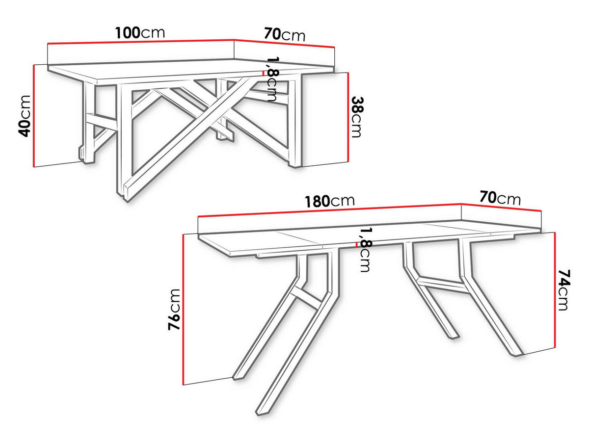 2-IN-1 COUCHTISCH UND ESSTISCH Xena Bis - Hellgrau/Schwarz, Holzwerkstoff/Metall (70/100/45cm) - MIRJAN24