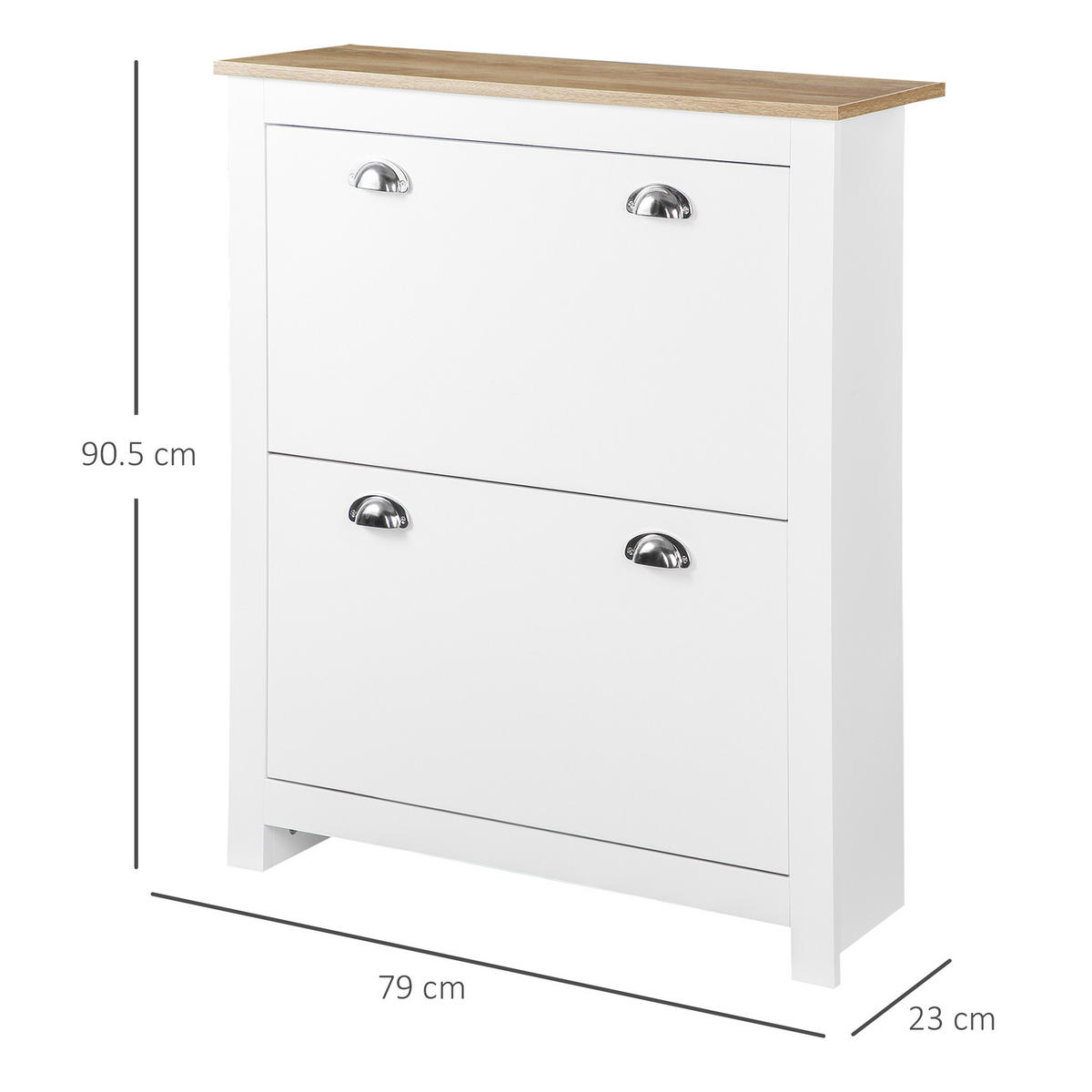 SCHUHABLAGE,2 Klappschubladen verstellbarer Boden für 12 Paar 79x23x90,5cm,weiß - Weiß, Holzwerkstoff (79/90.5/23cm) - Vallsero