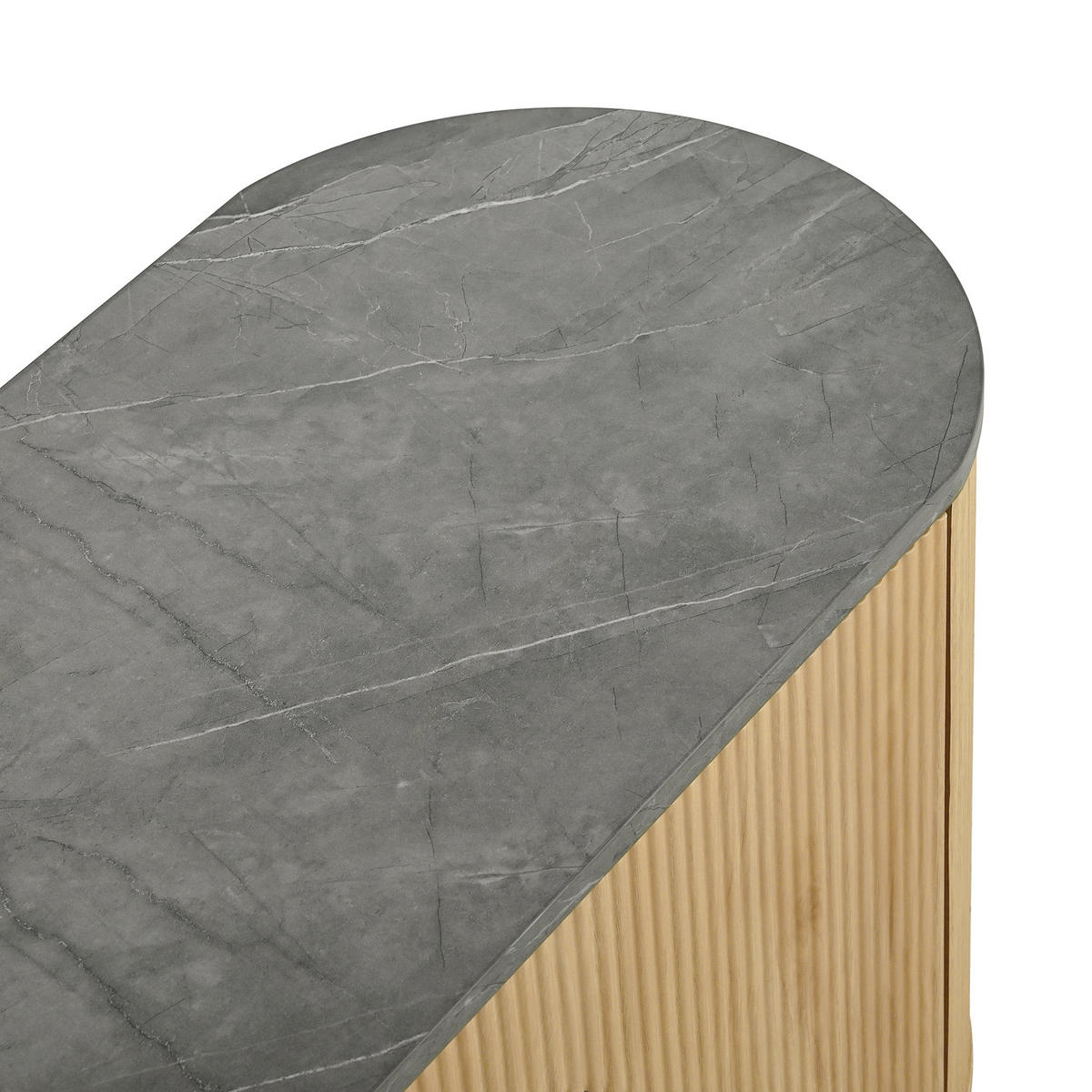 LOWBOARD in Naturfarben TV-Schrank mit vertikalen 3D-Streifen für Wohnzimmer, B172/T38/H45.5 cm - Transparent/Naturfarben, Glas/Holzwerkstoff (172/45.5/38cm) - STILVORA