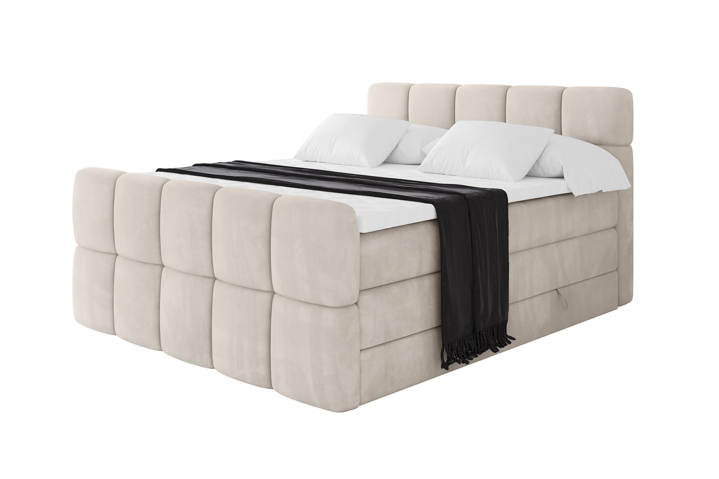 BOXBETT mit Matratze H3/H4 - FAMA-Z KING - 120x200 cm Beige Casablanca - Beige, Holzwerkstoff (120/200cm) - ALTDECOR