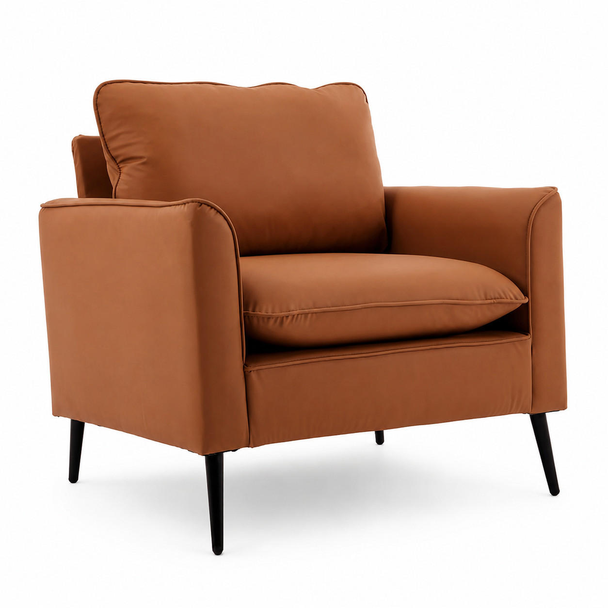 SESSEL Kunstleder Braun mit kissen - Braun, Holzwerkstoff/Textil (80/80/68cm) - WISHDOR