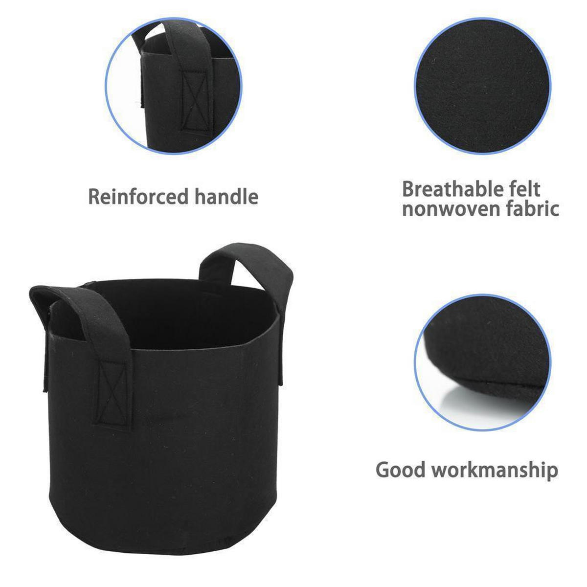 PFLANZSACK Vliesstoff 60/40 cm (2-tlg. Set) - Schwarz, Textil (40/60cm) - Intirilife