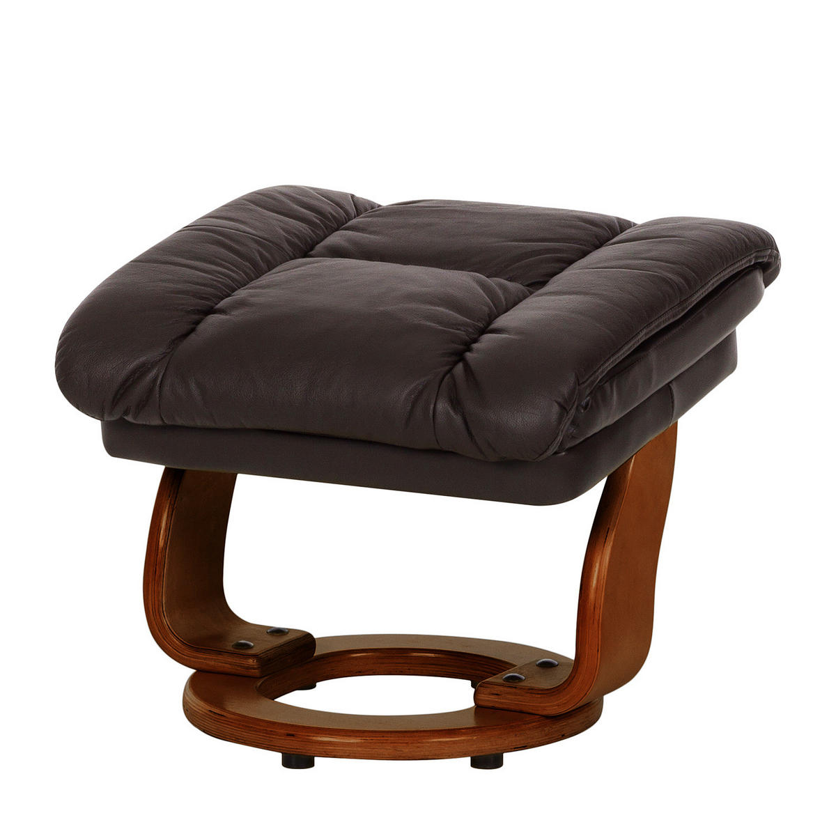 RELAXSESSEL mit Hocker - Echtleder / Kunstleder - Braun, Leder/Birkenholz (90/104/91cm) - home24