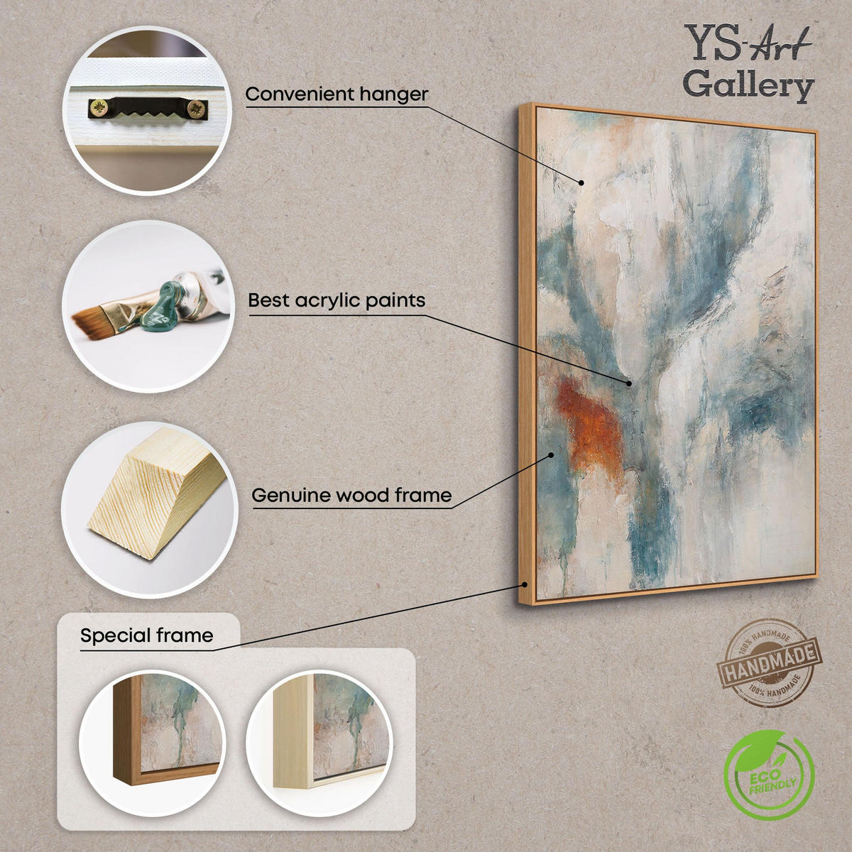 GEMÄLDE Warme Flüstern Schattenfugenrahmen Beige 120x80 cm - Beige, Holz (120/80cm) - YS-art gallery