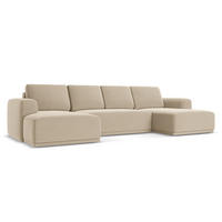 WOHNLANDSCHAFT Samt Stoff Beige - Beige/Creme, Kunststoff/Textil (333/91/160cm) - Makamii