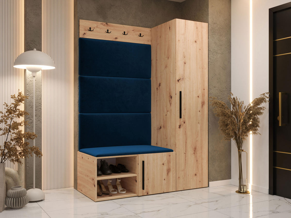 GARDEROBEN-SET Medi II - Blau/Schwarz, Holzwerkstoff/Kunststoff (40/191/50cm) - MIRJAN24