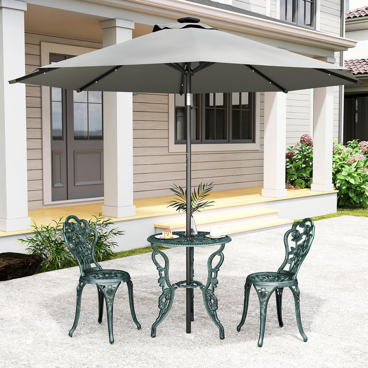 BISTROSET DE-07353 aus Gussaluminium für 2 Personen Antik Grün - Grün, Metall - ComfortXL