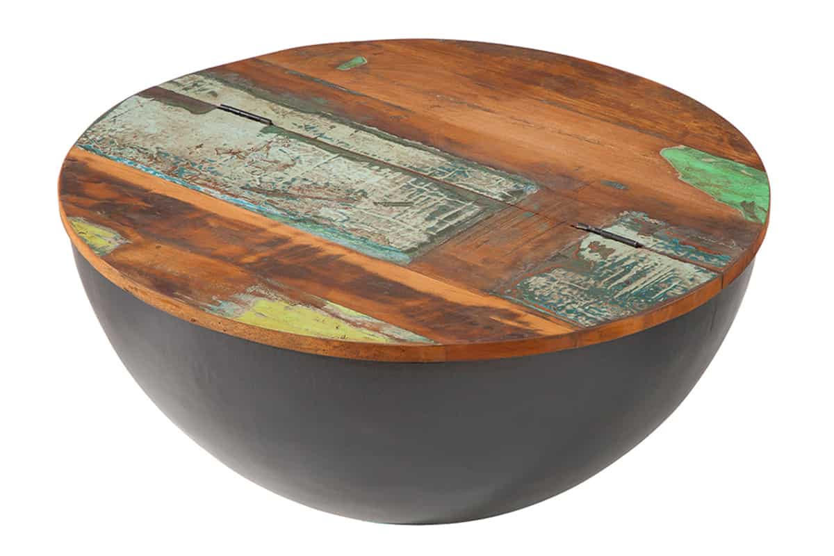 COUCHTISCH JAKARTA rund Grau|Mehrfarbig 70cm - Silberfarben/Multicolor, Holz/Metall (70/70/33cm) - riess-ambiente