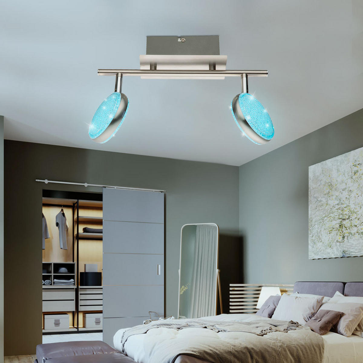 LED DECKENLEUCHTE BAMENDA Silber Kristalloptik - Silberfarben, Metall (31/8/21cm) - Globo Lighting