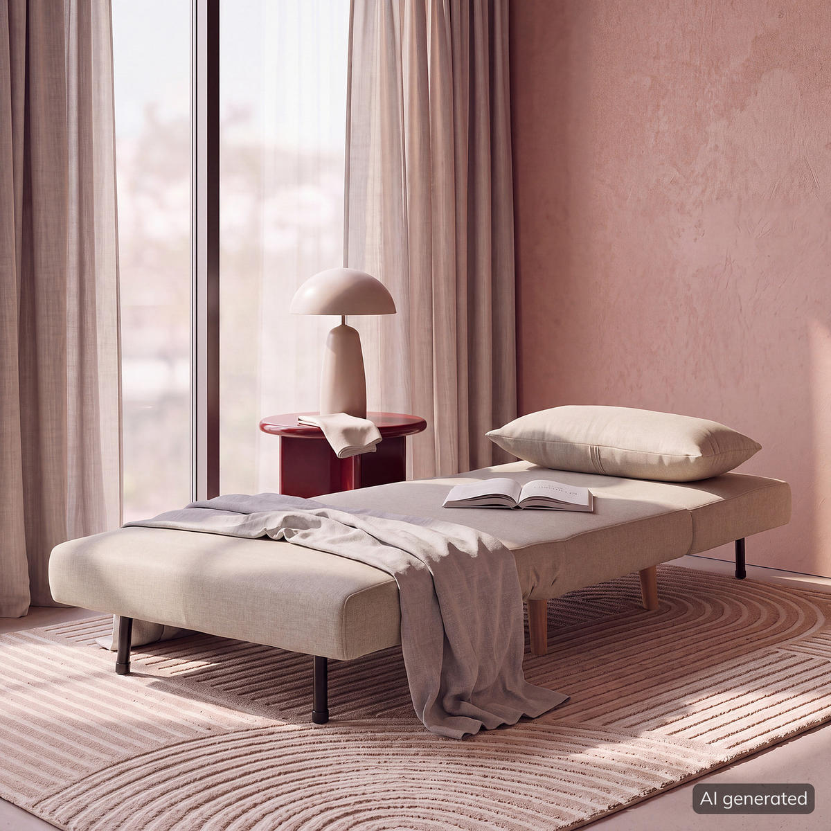 SCHLAFSESSEL - Textil / Teilmassivholz - Buchefarben/Cappuccino, Holz/Buchenholz (77/81/90cm) - home24