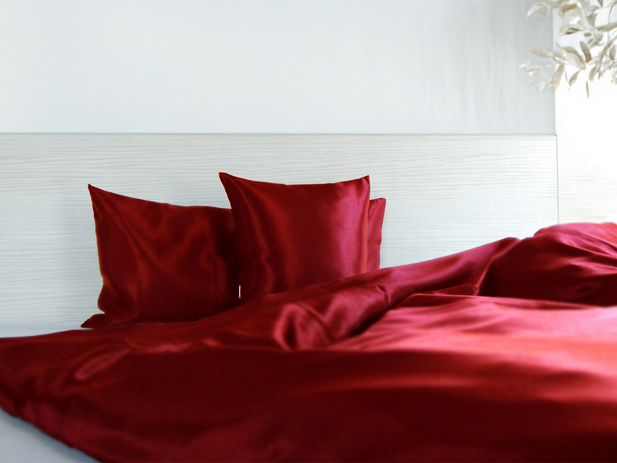 BETTBEZUG Glanz Satin karmin-rot 135/200 cm - Rot, Textil (135/200cm) - beties Heimtextil