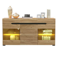 SIDEBOARD 140/35/80 cm in Eichefarben mit 3 Türen, 3 Schubladen und LED-Beleuchtung - Naturfarben, Holzwerkstoff (140/80/35cm) - Flora Grace