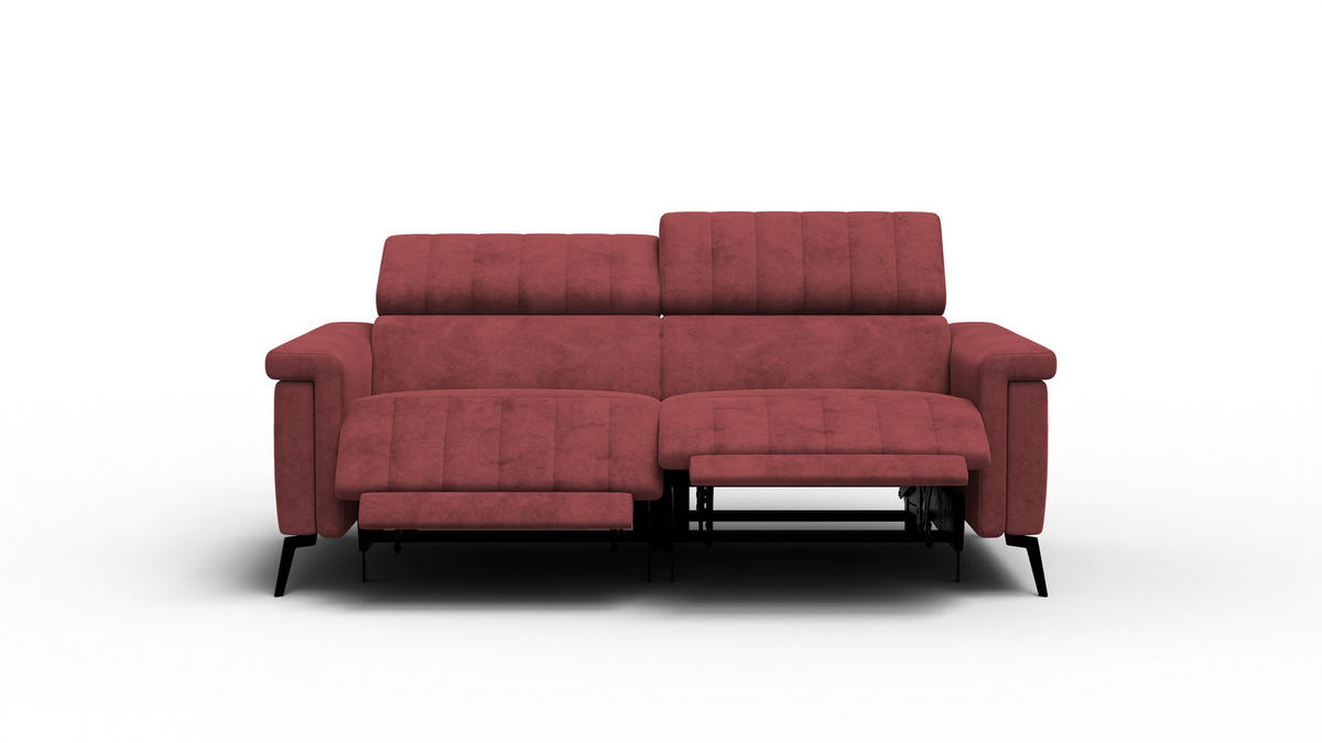 RELAXSOFA NORDEL 3-Sitzer, bordeaux - Bordeaux/Schwarz, Holz/Textil (194/80/105cm) - Courtois Laville