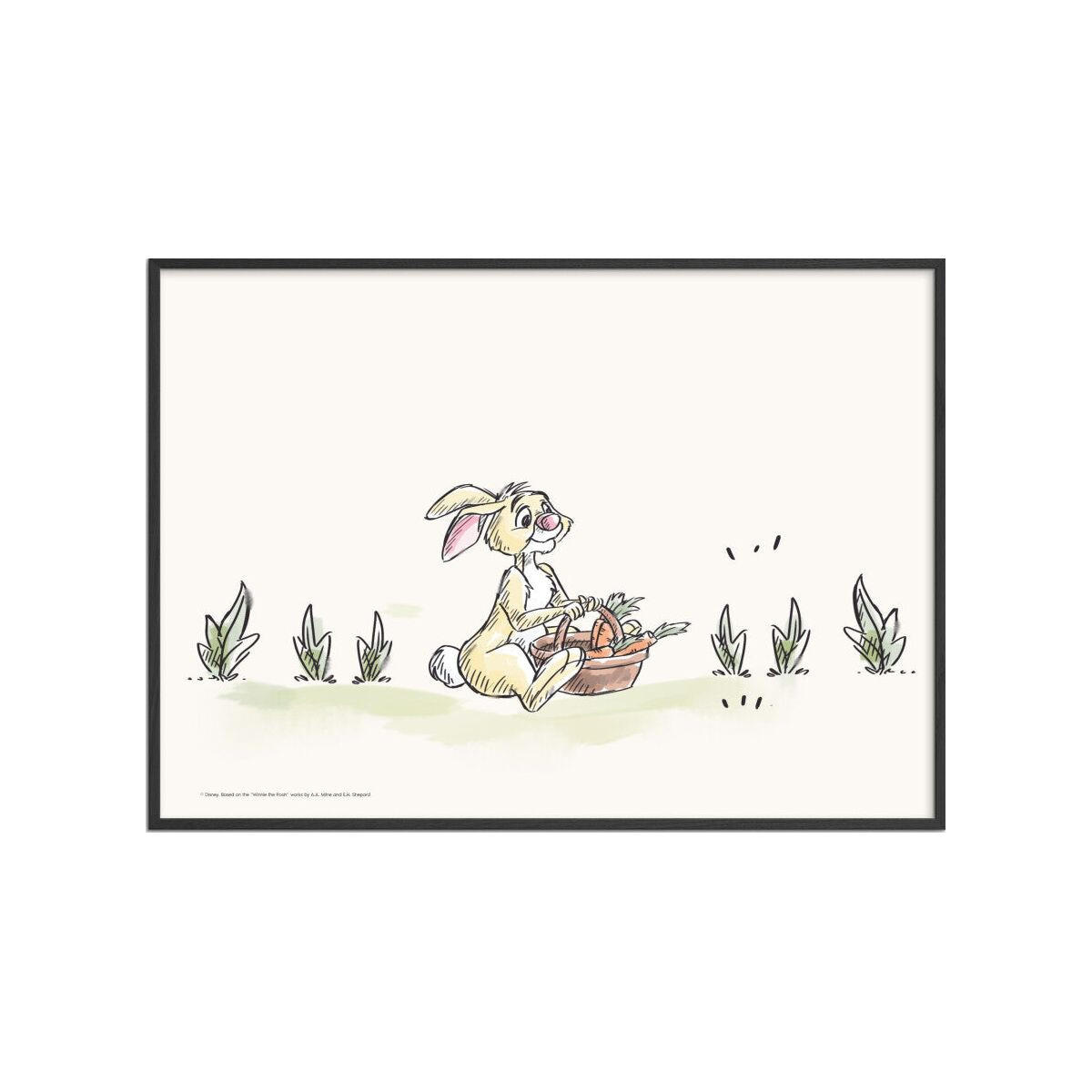 POSTER mit Rahmen Disney - Disney - Rabbit Harvesting Carrots - Beige/Schwarz, Holz/Papier (50/70cm) - Poster&Frame
