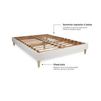 BETT Windsor Taschenfederkern und Memory-Schaum 160 x 210 cm h1 - Kit Bettgestell Weiß - Beige/Weiß, Karton/Holz (160/210cm) - ROYAL PALACE BEDDING