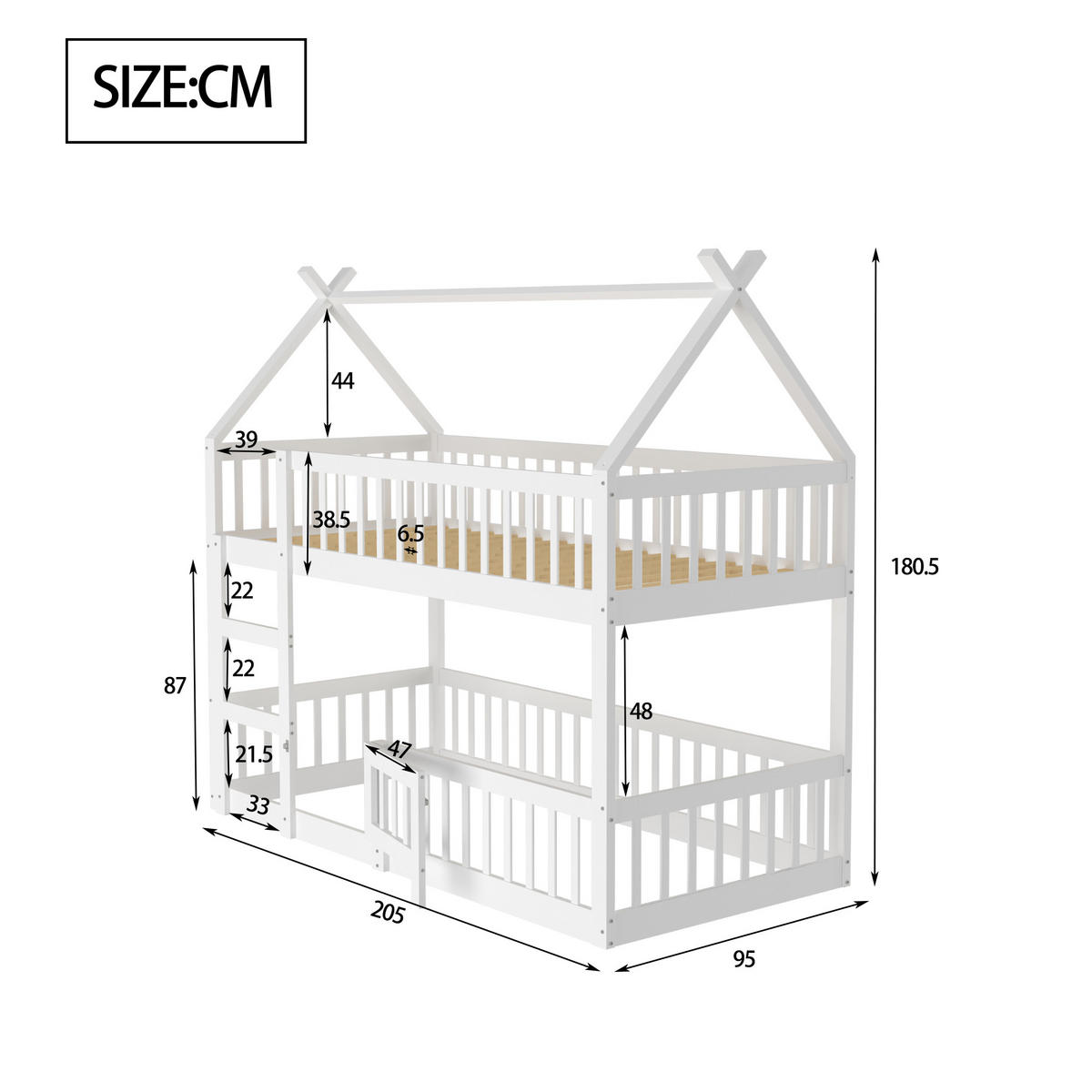 ETAGENBETT Loft Weiß 90x200cm - Weiß, Holz (90/200cm) - ComfortXL