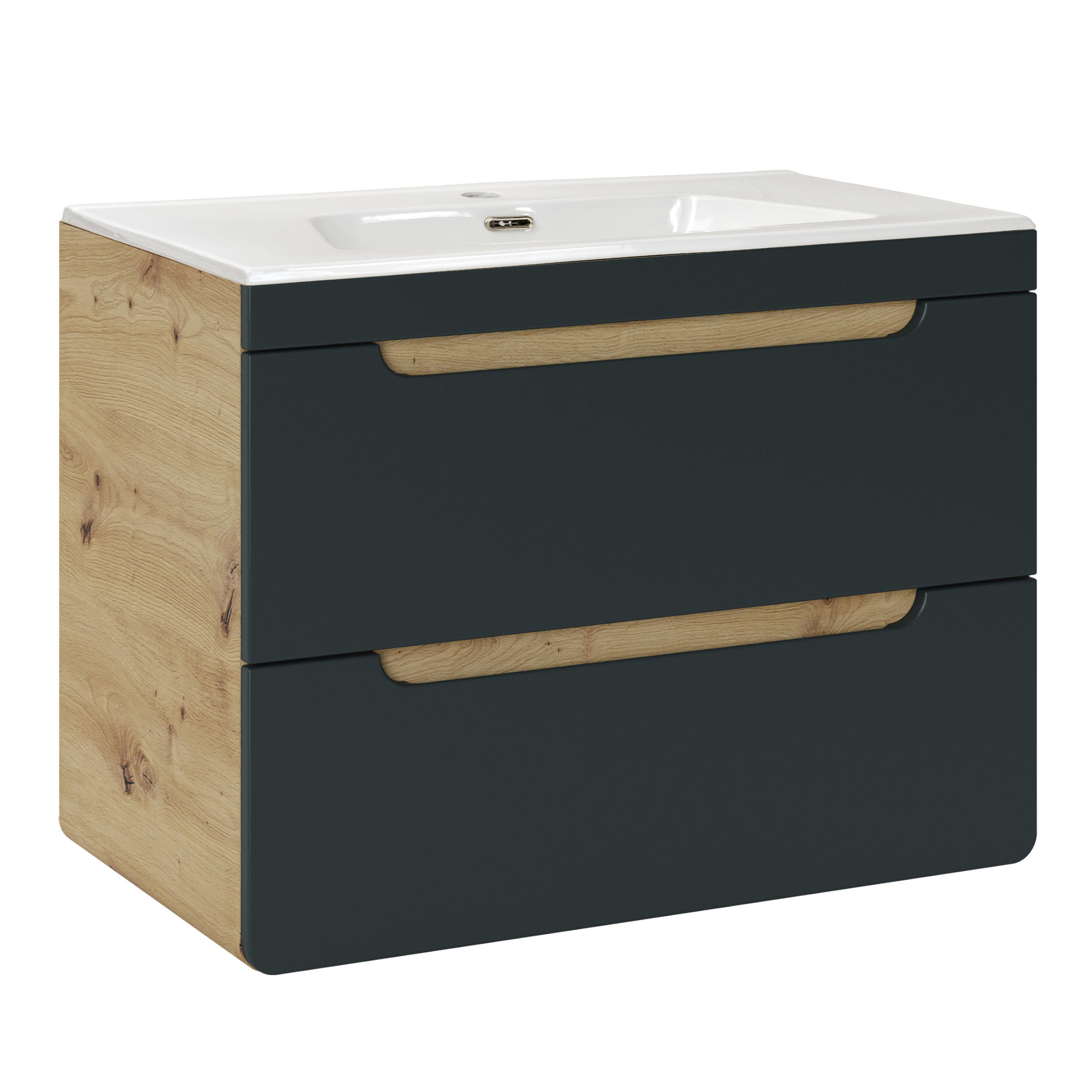 WASHTISCHKOMBI ARVIDA SET2 Eiche Grau - Grau, Glas/Holzwerkstoff (80/59/46cm) - Komodee