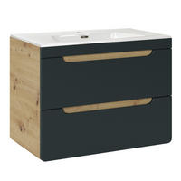 WASHTISCHKOMBI ARVIDA SET2 Eiche Grau - Grau, Glas/Holzwerkstoff (80/59/46cm) - Komodee