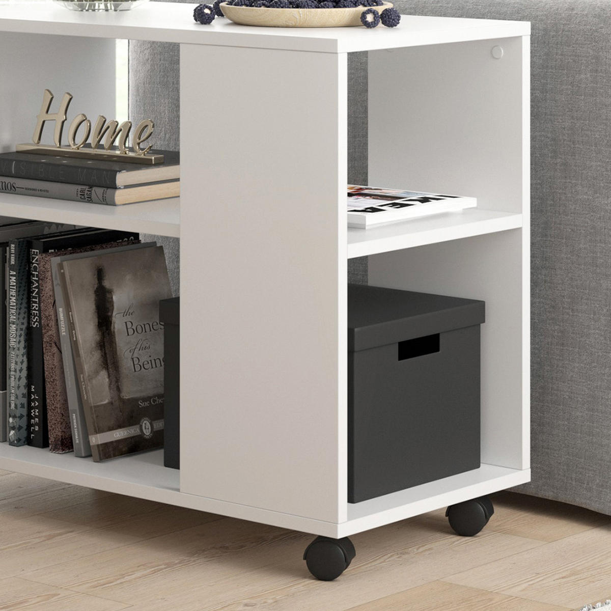 COUCHTISCH Marian Weiß 70 x 36.6 cm mit Rollen - Weiß, Holzwerkstoff (36.6/70/61cm) - Vicco