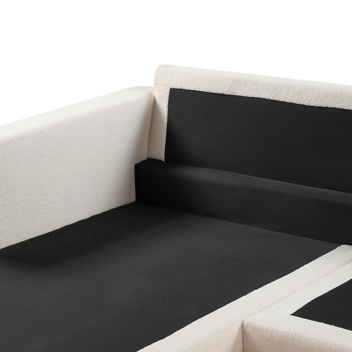 ECKSOFA 4-Sitzer Bouclé Weiß rechtsseitig Siggard - Weiß/Braun, Textil (296/163cm) - Beliani