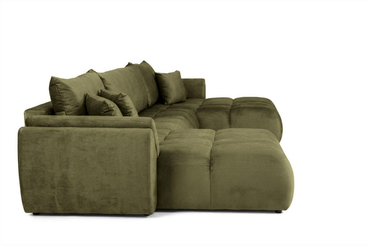 WOHNLANDSCHAFT Collin Mit Schlaffunktion - Grün, Holzwerkstoff/Textil (382/85/185cm) - Fun Möbel