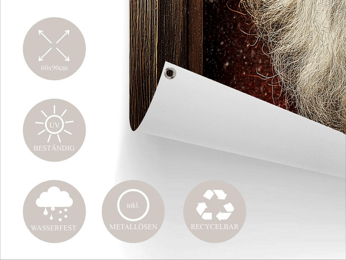 GARTEN-POSTER 60x90 cm Weihnachtsdeko: Weihnachtsmann - Beige, Kunststoff (60/90/2cm) - artissimo