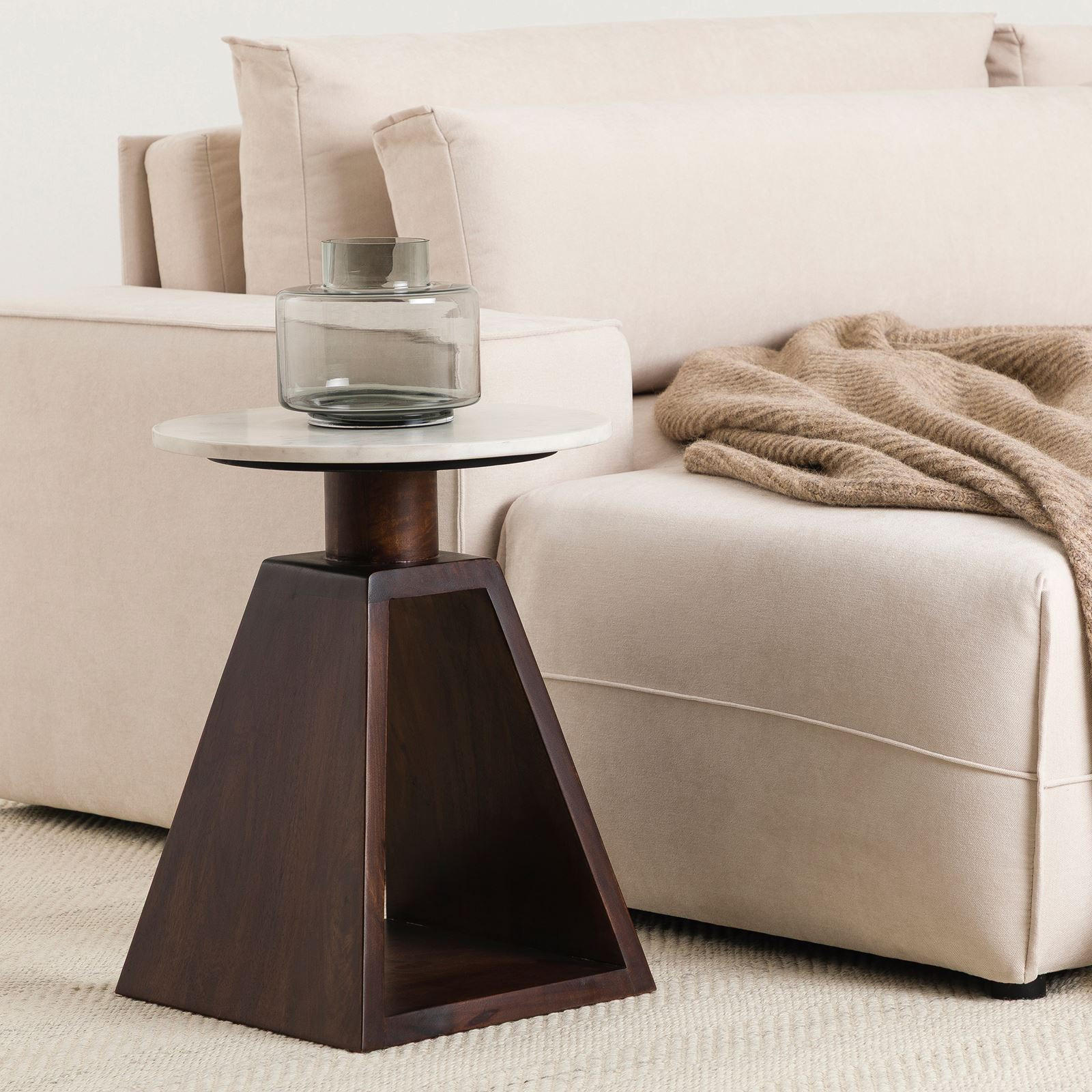 BEISTELLTISCH MYSORE - Weiß/Braun, Naturmaterialien/Holz (40/40/51cm) - IDIMEX