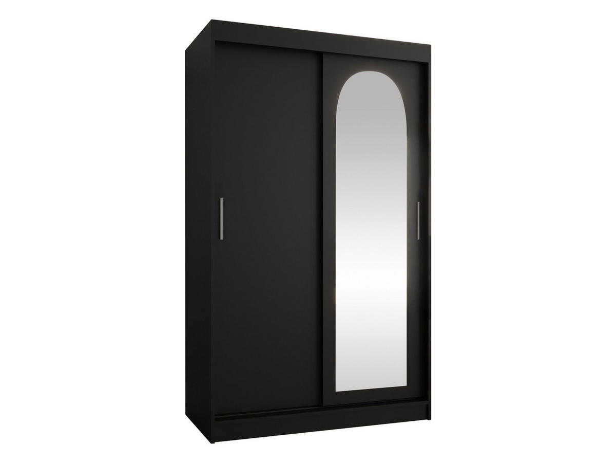 SCHWEBETÜRENSCHRANK Selfie 120 cm - Silberfarben/Schwarz, Holzwerkstoff/Kunststoff (120/200/62cm) - MIRJAN24