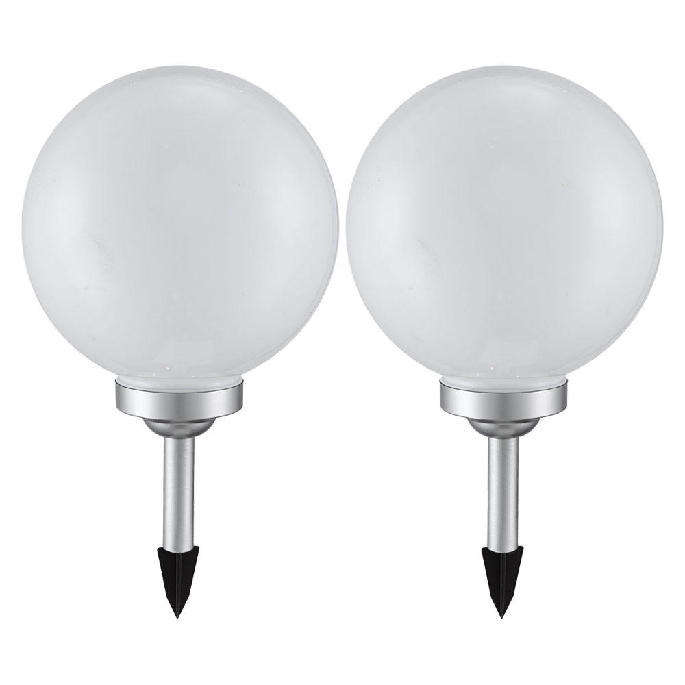 LED AUSSENLEUCHTE Kugel Weiß Kunststoff 2er Set - Weiß, Kunststoff (20/20/62cm)