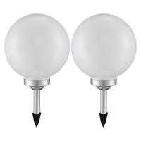LED AUSSENLEUCHTE Kugel Weiß Kunststoff 2er Set - Weiß, Kunststoff (20/20/62cm)