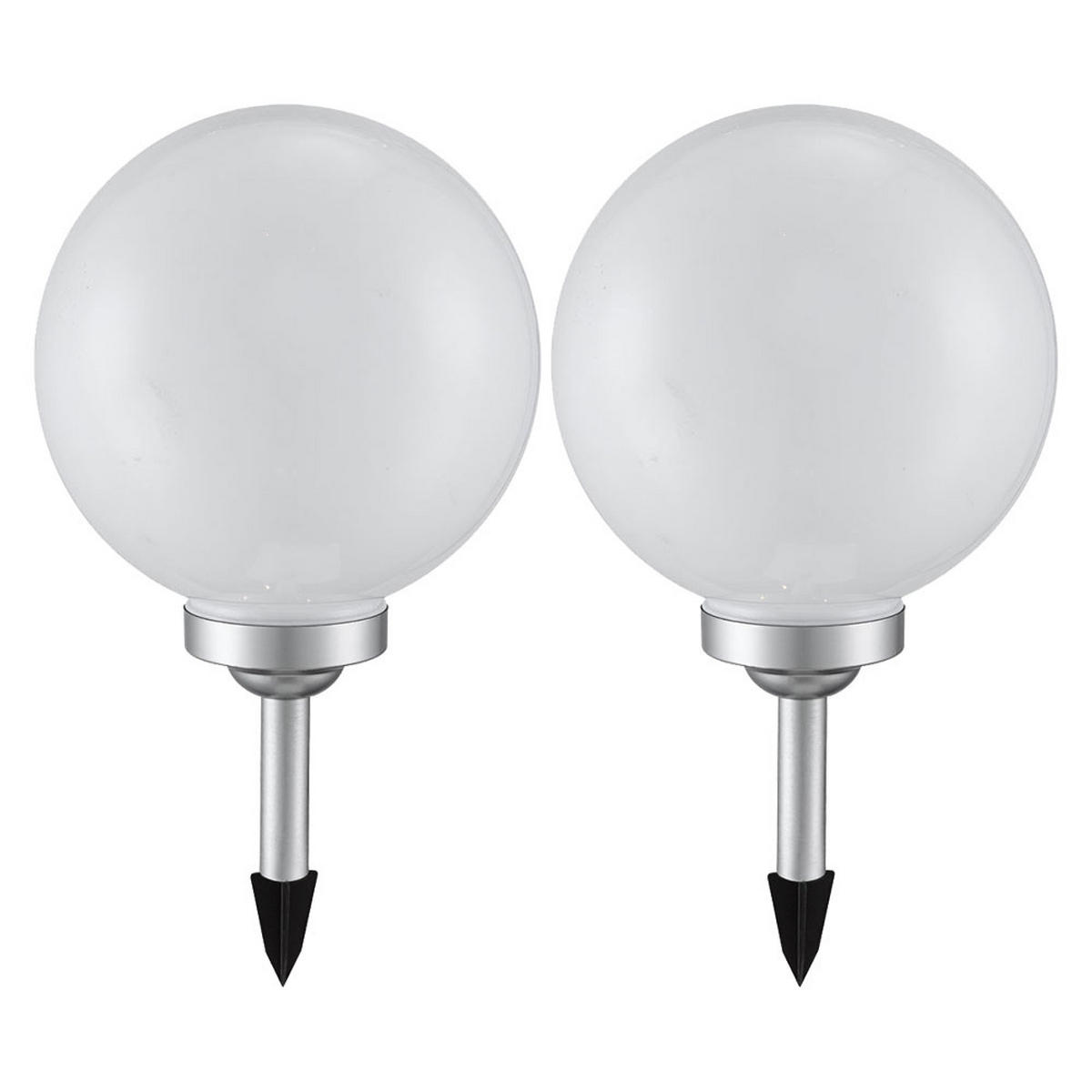 LED AUSSENLEUCHTE Kugel Weiß Kunststoff 2er Set - Weiß, Kunststoff (20/20/62cm)