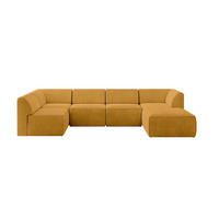 WOHNLANDSCHAFT Ottomane Rechts MOVO-L 345x180x78 cm Senffarbe Cord - Currygelb/Dunkelgelb, Holzwerkstoff/Kunststoff (345/78/180cm) - ALTDECOR