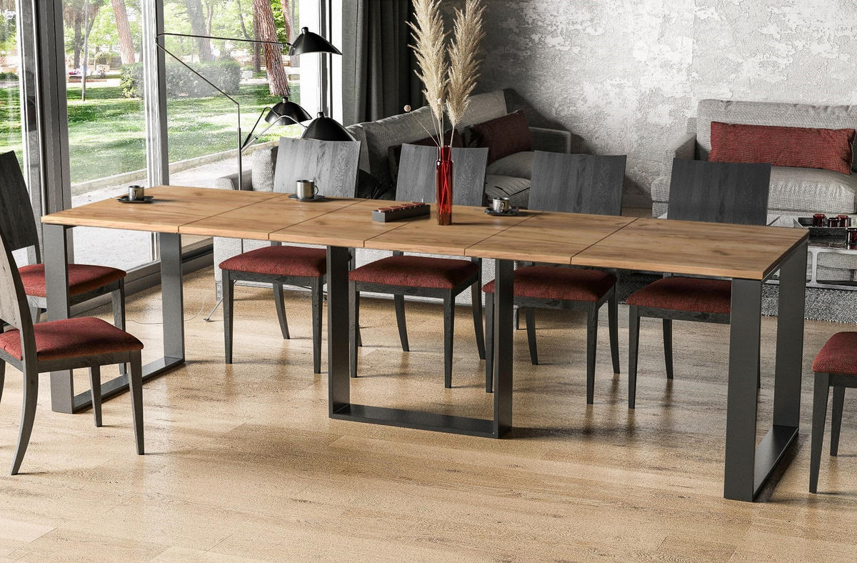 ESSTISCH Borys ausziehbar bis 250 cm - Eiche Bianco, Holzwerkstoff (130/80/76cm) - Endo-Moebel