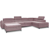WOHNLANDSCHAFT mit Schlaffunktion und Bettkasten - Schwarz/Rosa, Textil/Metall (200/98/370cm) - Eltap