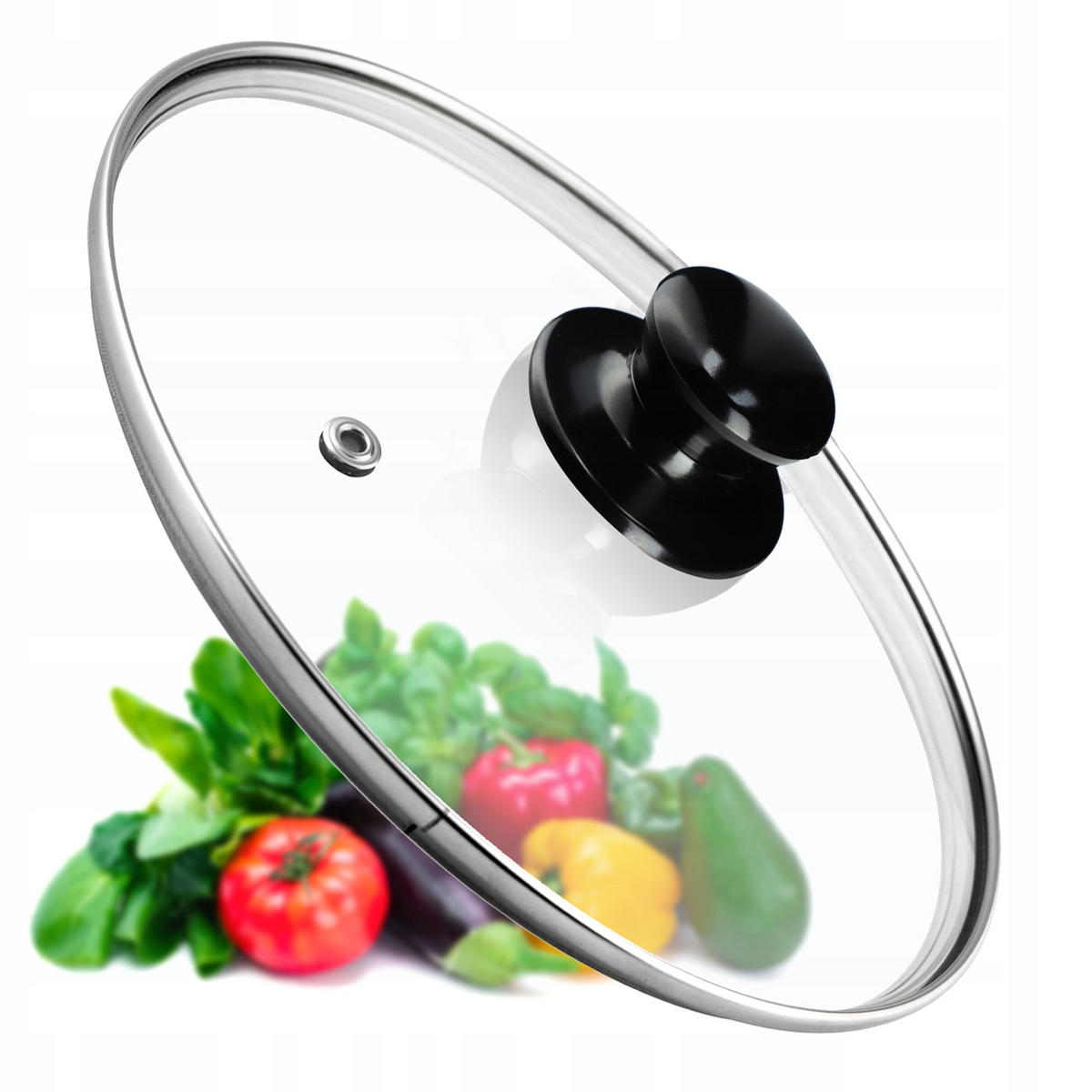 DECKEL mit schwarzem Griff, 28 cm, 1 Stück - Transparent, Glas/Kunststoff (28cm) - KADAX