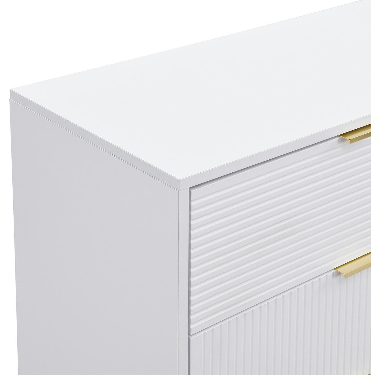 SIDEBOARD in Weiß-Gold mit 3 Schubladen und 2 Türen, MDF-Korpus, Wellenmuster, elegante goldene Griffe und Beine, 120/38/80,5 cm, Weiß-Gold - Weiß, Holzwerkstoff (120/80.5/38cm) - Redom
